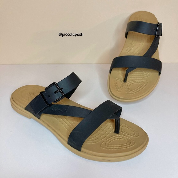 CROCS Shoes - Crocs Tulum 6 Beach Black Thong Toe Post Sandals
